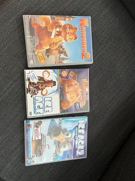 Lasten DVT:t Ice Age ja Karvinen 5 elokuvaa