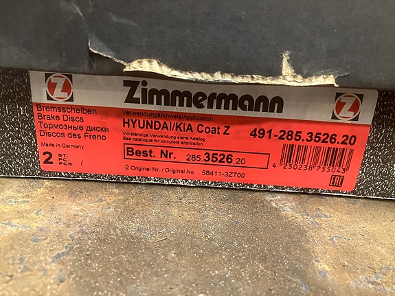 Hyundai H1 Takajarrulevyt 324mm Zimmermann 08-