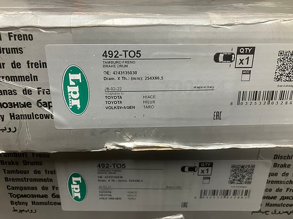 Toyota Hilux/Hiace/Dyna Takajarrurummut 254mm 76-94