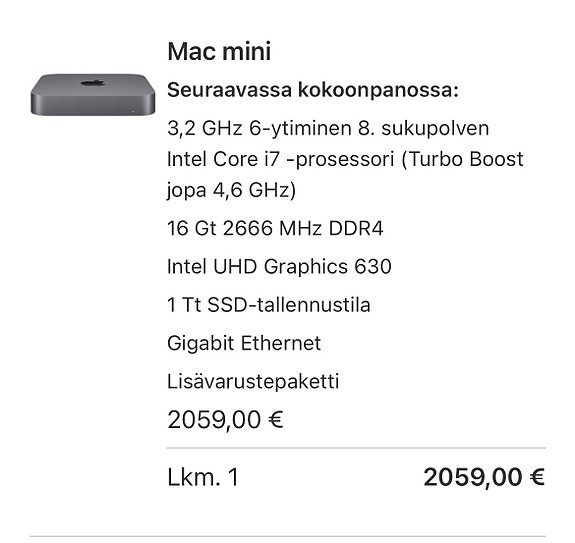 Mac Mini 16 Gb/1 Tt