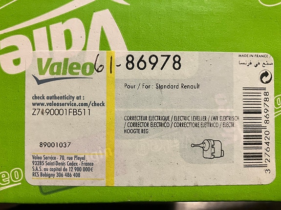 Renault/Nissan/Opel Ajovalon Korkeudensäätömoottori Valeo 01-06
