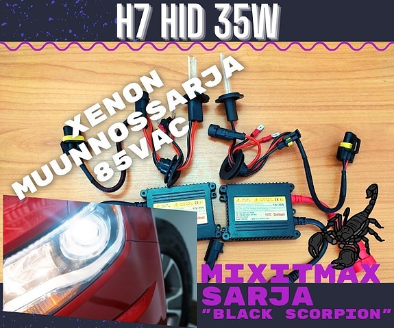 H7 Xenon muunnossarja 6000K ; 35W - 3200lm (Black)