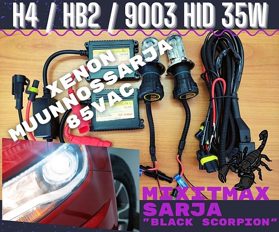 H4 Xenon muunnossarja 6000K ; 35W - 3200lm (Black)