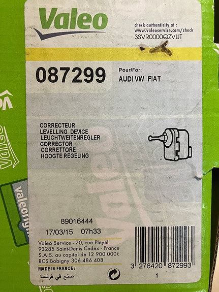 Audi/VW/Fiat/Skoda Ajovalon Korkeudensäätömoottori Valeo 98-
