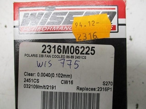Wiseco mäntä 62,25mm (+0,25mm) POLARIS 440 86-89
