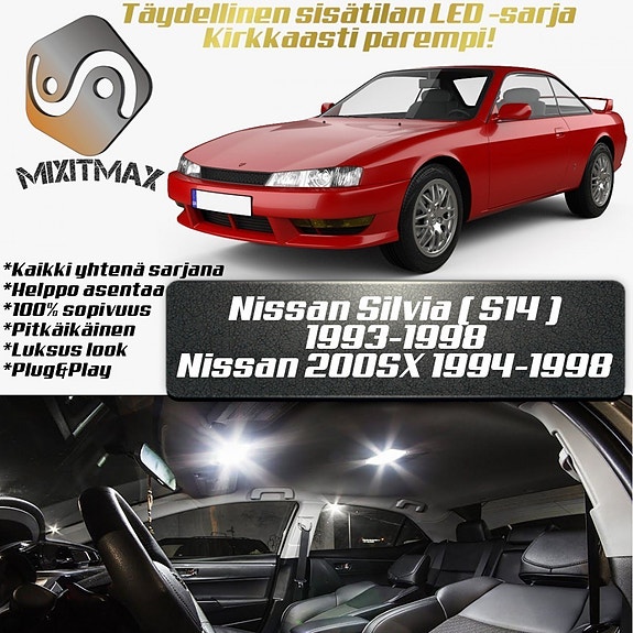 Nissan Silvia / 200SX (S14) Sisätilan LED -muutossarja – 7 kpl – Plug & Play