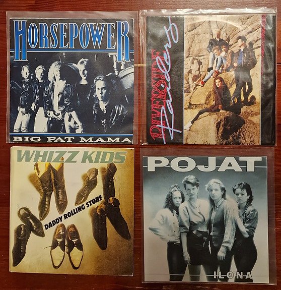 4 kpl Suomi rock / Rock' n' roll 7" sinkkuja from 80's