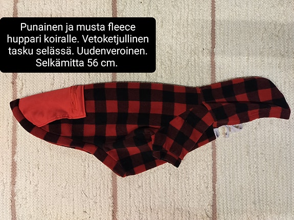 Punainen ruudullinen fleece koiralle 56 cm