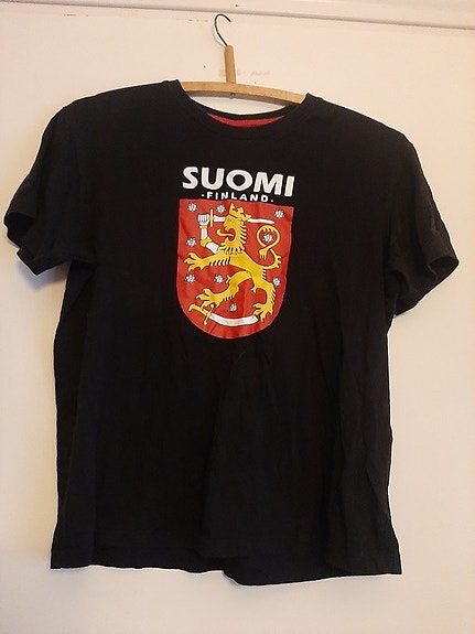 Suomi t-paita lasten koko 152 musta unisex