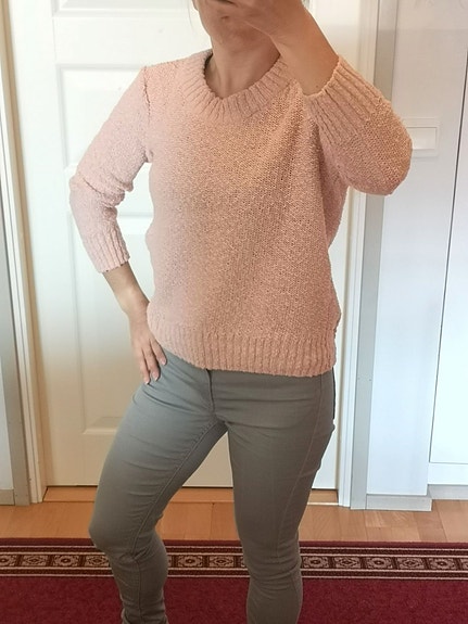 H&M vaaleanpunainen neule S