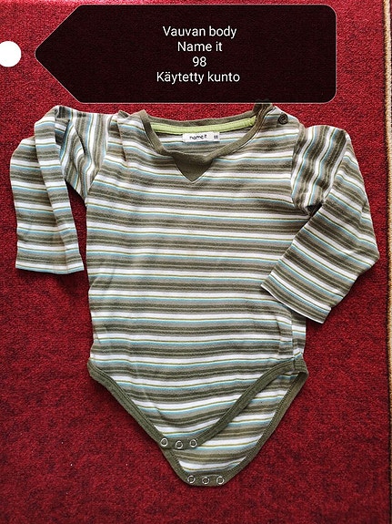 Name It vihreä raidallinen body 98 cm