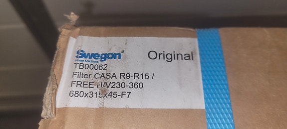 Suodatin Swegon R9 R15
