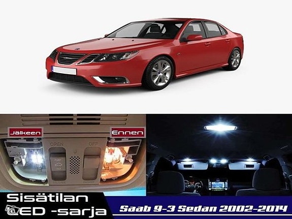 Saab 9-3 Sedan (MK2) Sisätilan LED -muutossarja – 19 kpl – Plug & Play