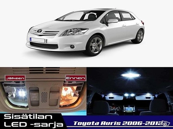 Toyota Auris (E150) Sisätilan LED -muutossarja – 8 kpl – Plug & Play