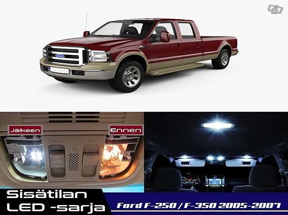 Ford F250 / F350 Sisätilan LED -muutossarja – 15 kpl – Plug & Play