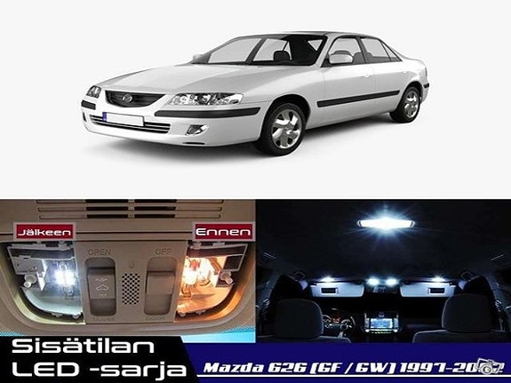Mazda 626 (GF/GW) Sisätilan LED -muutossarja – 11 kpl – Plug & Play