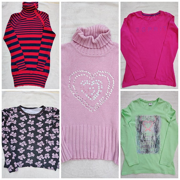 Puseroita 5 kpl, koko 152 cm, Esprit, St Oliver ym.
