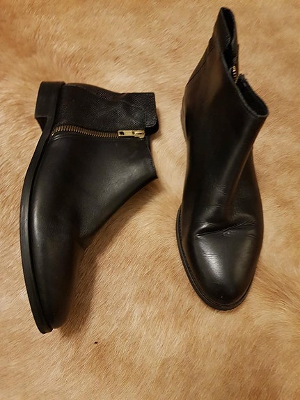 Zign 39/25cm nahka nilkkurit vetoketju matala varsi