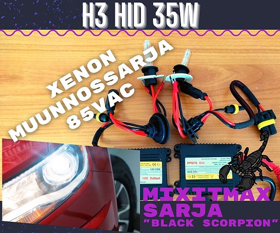 H3 Xenon muunnossarja 6000K ; 35W - 3200lm (Black)