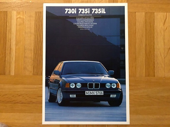 Esite BMW E32 700-sarja värikartta 1987 7-sarja