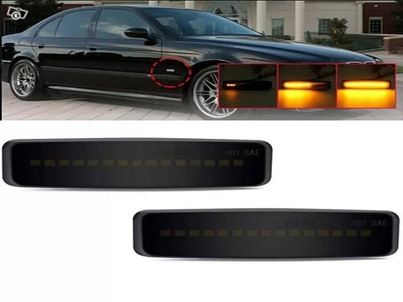 BMW 5 (E39) Dynaamiset LED vilkkuvalot aaltoefektillä ; Tumma/Kirkas kotelo (2kp