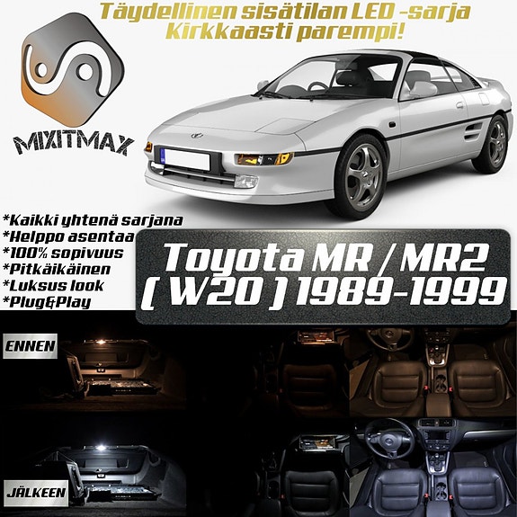 Toyota MR2 (W20) Sisätilan LED -muutossarja – 7 kpl – Plug & Play