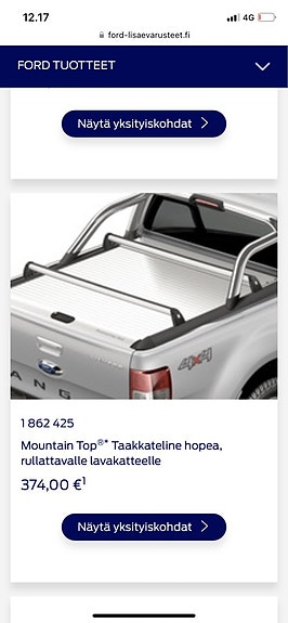 Raptorin taakkatelineet
