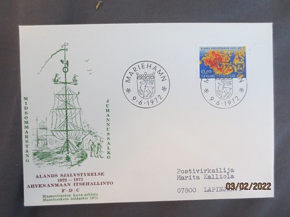 FDC Ahvenanmaan itsehallinto 50v 1972