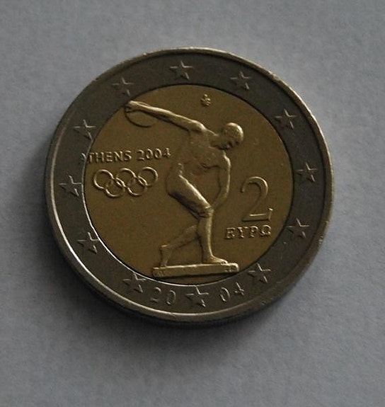 2 Euro Kreikka 2004 Juhlakolikko Discobolus