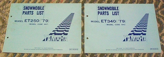 Yamaha et 250 ja et 340 varaosaluettelot