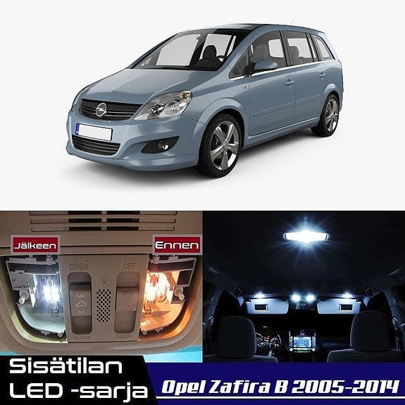 Opel Zafira B Sisätilan LED -muutossarja – 14 kpl – Plug & Play