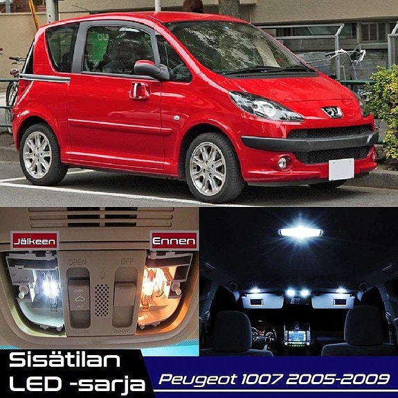 Peugeot 1007 Sisätilan LED -muutossarja – 7 kpl – Plug & Play
