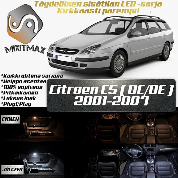 Citroen C5 (DC/DE) Sisätilan LED -muutossarja – 19 kpl – Plug & Play