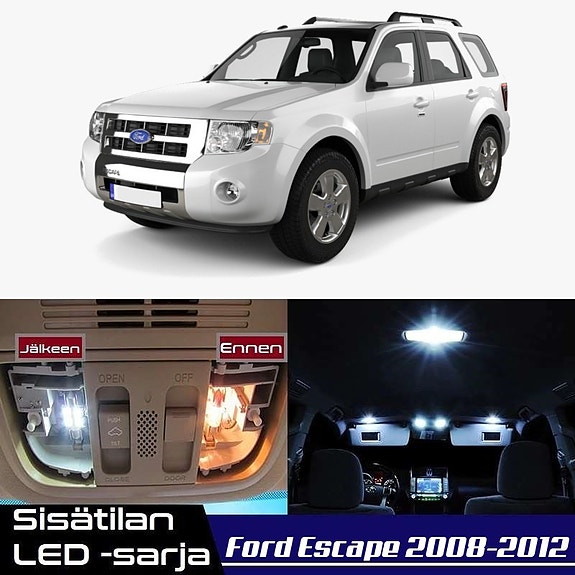 Ford Escape (MK2) Sisätilan LED -muutossarja – 10 kpl – Plug & Play