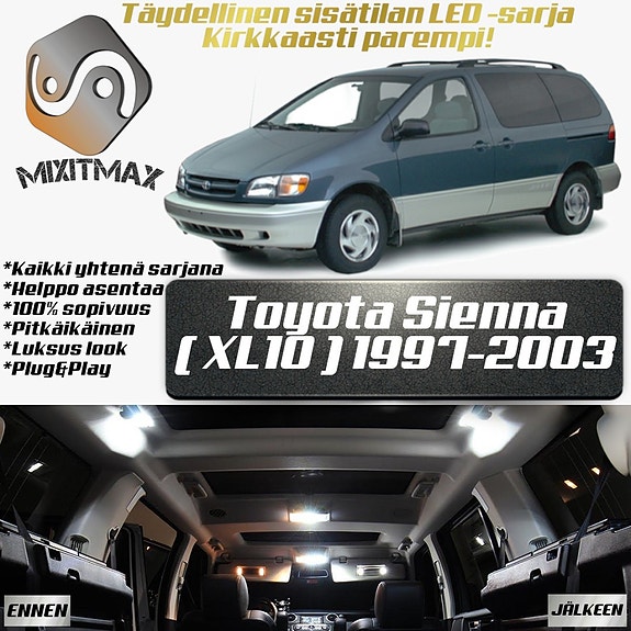 Toyota Sienna (XL10) Sisätilan LED -muutossarja – 13 kpl – Plug & Play