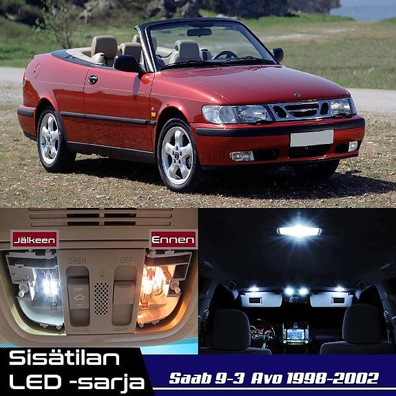 Saab 9-3 Avo (MK1) Sisätilan LED -muutossarja – 14 kpl – Plug & Play