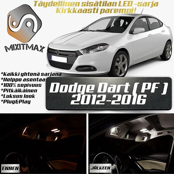 Dodge Dart Sisätilan LED -muutossarja – 11 kpl – Plug & Play