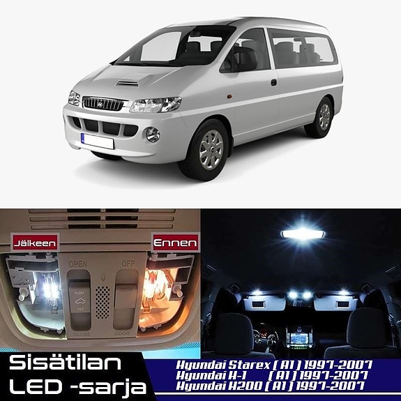 Hyundai Starex / H-1 (A1) Sisätilan LED -muutossarja – 13 kpl – Plug & Play