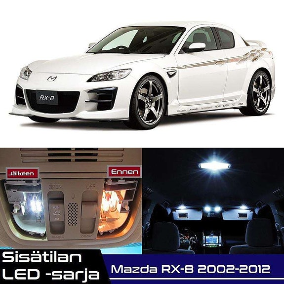Mazda RX-8 Sisätilan LED -muutossarja – 12 kpl – Plug & Play