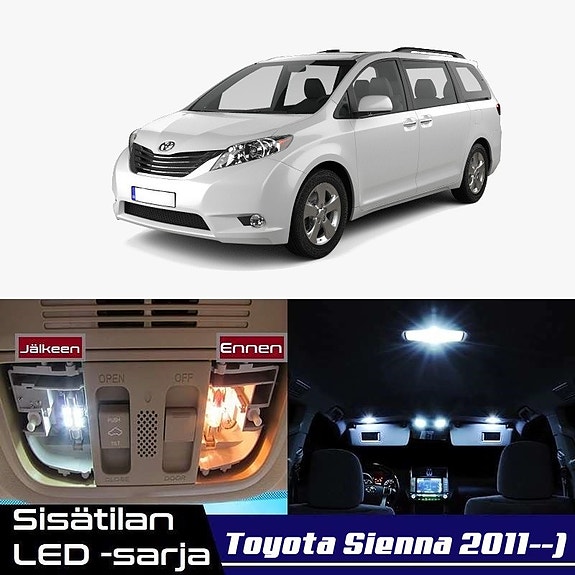 Toyota Sienna (XL30) Sisätilan LED -muutossarja – 15 kpl – Plug & Play