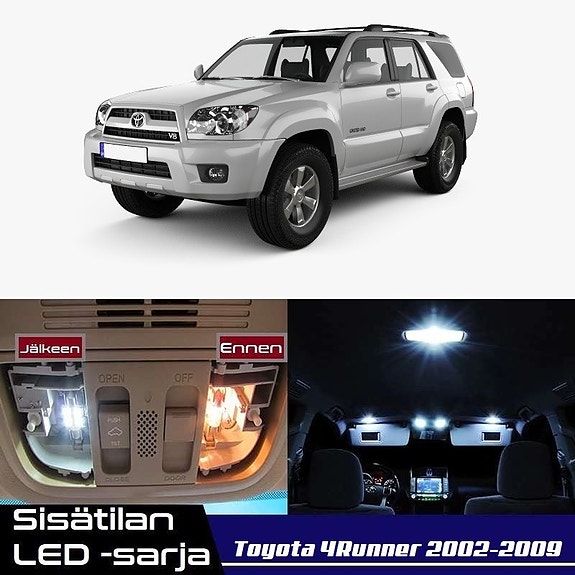 Toyota 4Runner (N210) Sisätilan LED -muutossarja – 19 kpl – Plug & Play