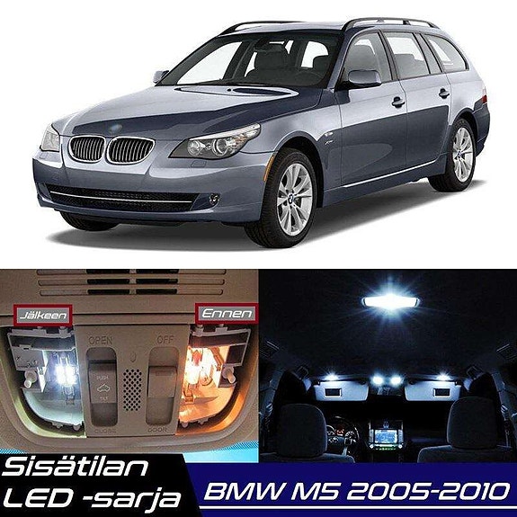 BMW M5 (E60/E61) Sisätilan LED -muutossarja – 21 kpl – Plug & Play
