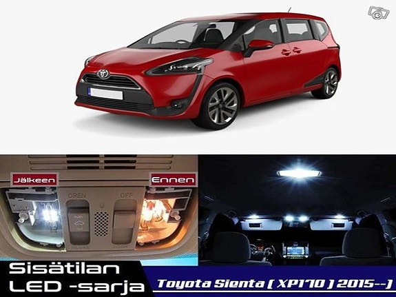 Toyota Sienta (XP170) Sisätilan LED -muutossarja – 8 kpl – Plug & Play