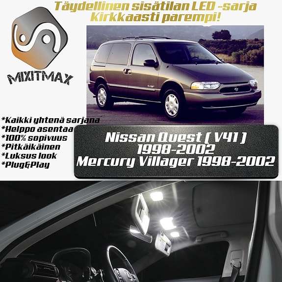 Nissan Quest (V41) Sisätilan LED -muutossarja – 18 kpl – Plug & Play