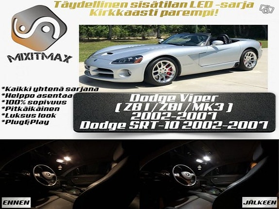 Dodge Viper (ZB I) Sisätilan LED -muutossarja – 8 kpl – Plug & Play