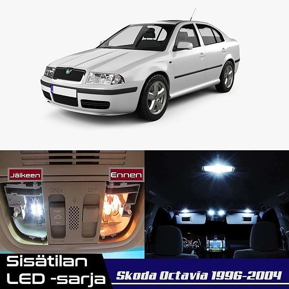 Skoda Octavia (1U) Sisätilan LED -muutossarja – 12 kpl – Plug & Play