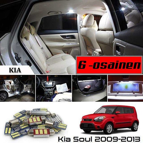 Kia Soul (AM) Sisätilan LED -muutossarja – 6 kpl – Plug & Play