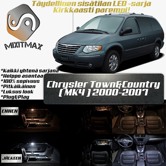 Chrysler Town&Country (MK4) Sisätilan LED -muutossarja – 14 kpl – Plug & Play