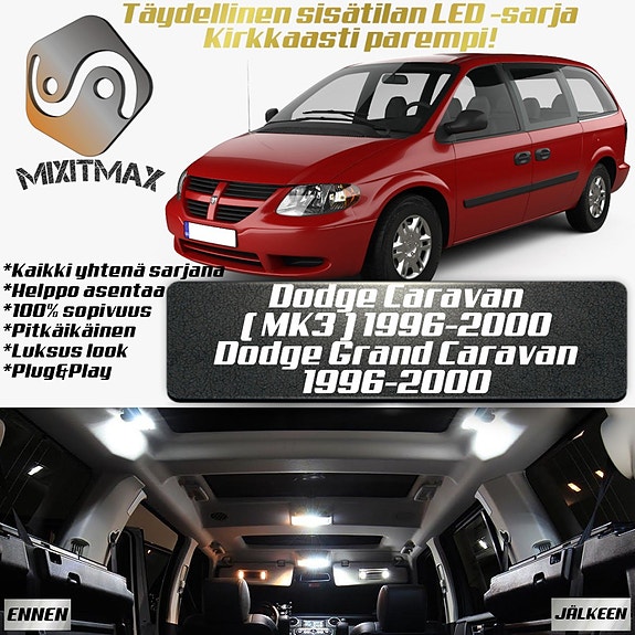 Dodge Caravan (MK4) Sisätilan LED -muutossarja – 14 kpl – Plug & Play
