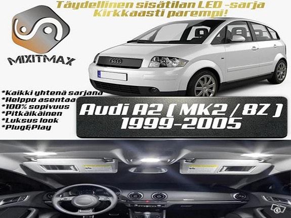 Audi A2 (8Z) Sisätilan LED -muutossarja – 9 kpl – Plug & Play